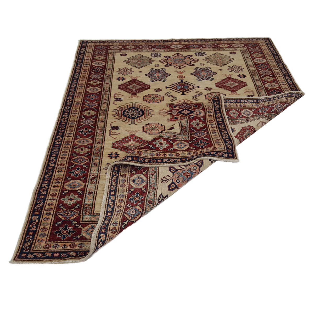 Pacific Kazak Artisan 41461 Ivory Red Traditional Hand Knotted Rug