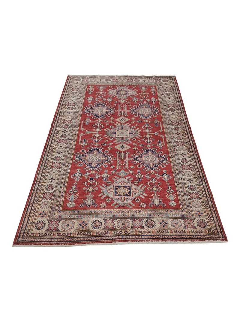 Pacific Kazak Artisan 41462 Red Ivory Traditional Hand Knotted Rug