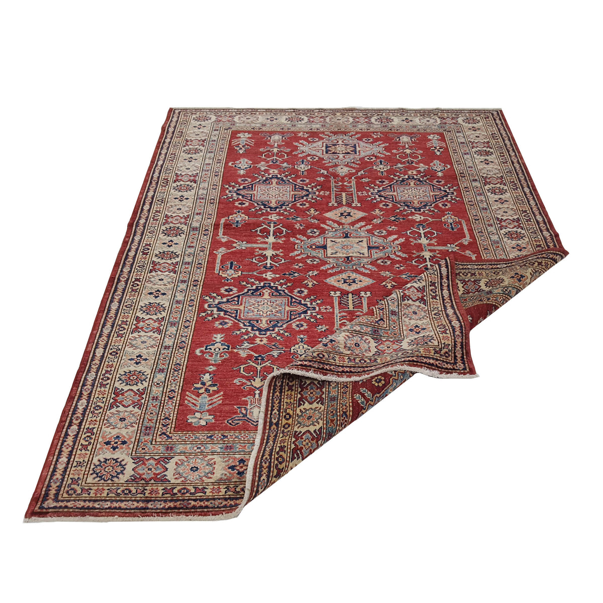 Pacific Kazak Artisan 41462 Red Ivory Traditional Hand Knotted Rug