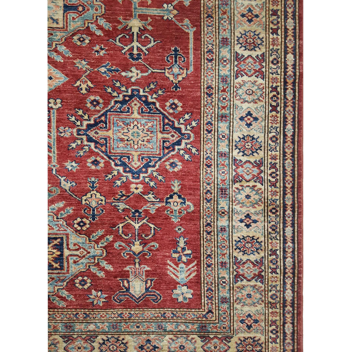 Pacific Kazak Artisan 41462 Red Ivory Traditional Hand Knotted Rug