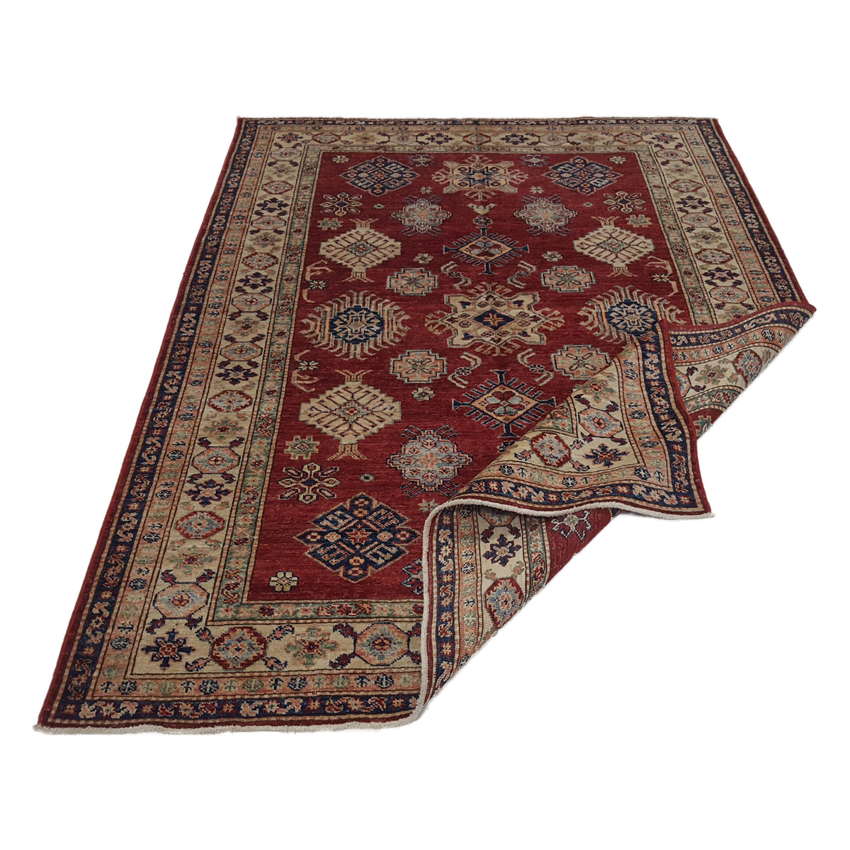 Pacific Kazak Artisan 41464 Red Ivory Traditional Hand Knotted Rug