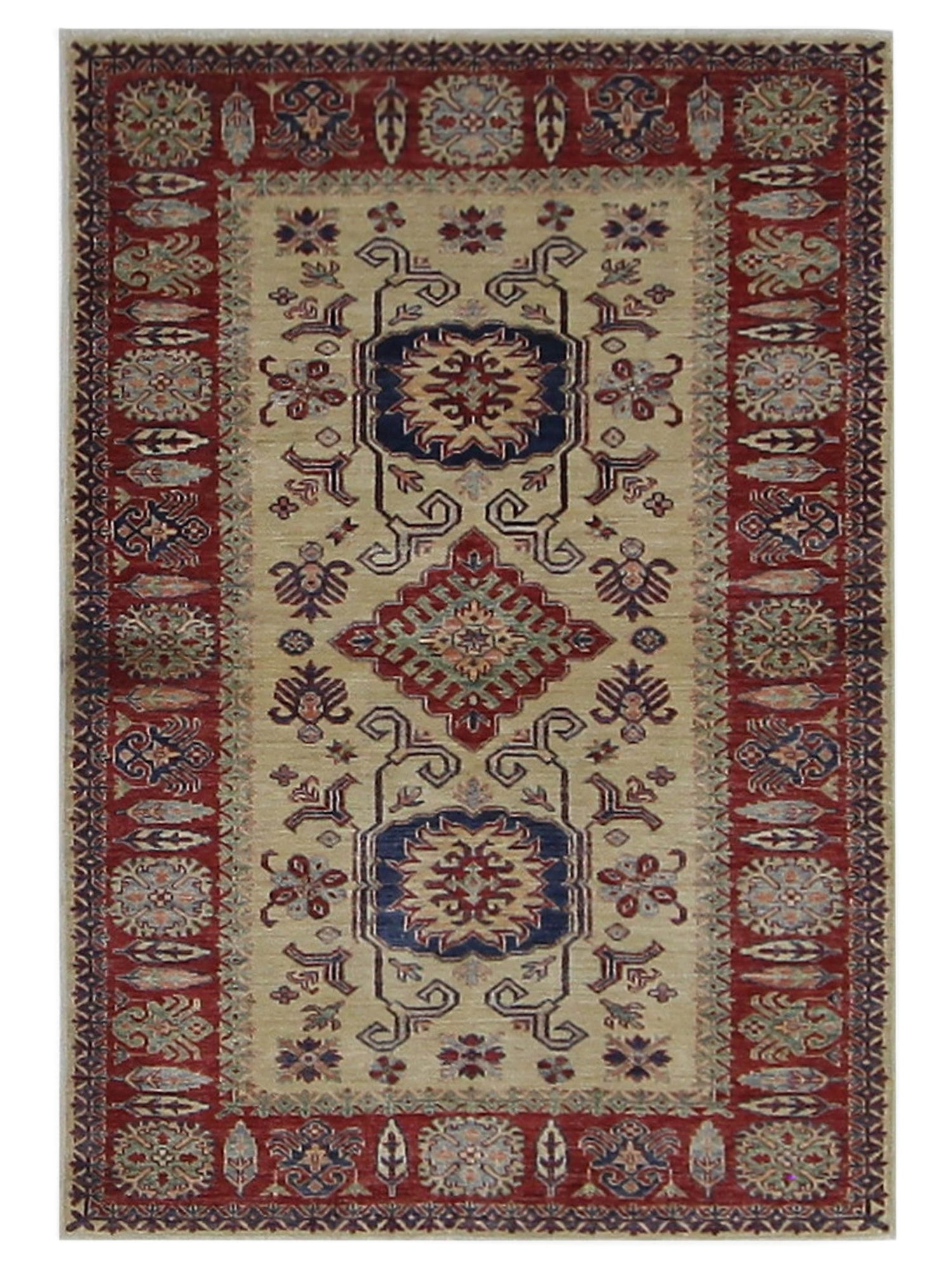 Pacific Kazak Super  Ivory Red Traditional