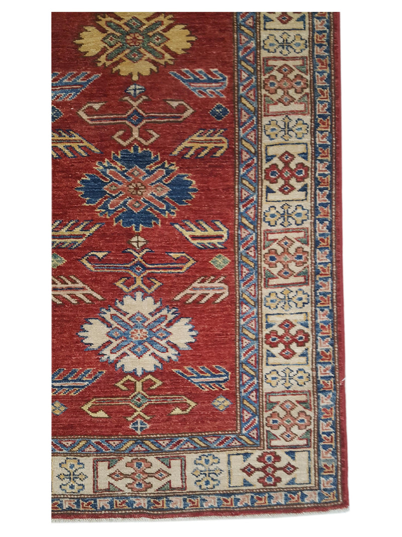 Pacific Kazak Artisan 41475 Red Ivory Traditional Hand Knotted Rug