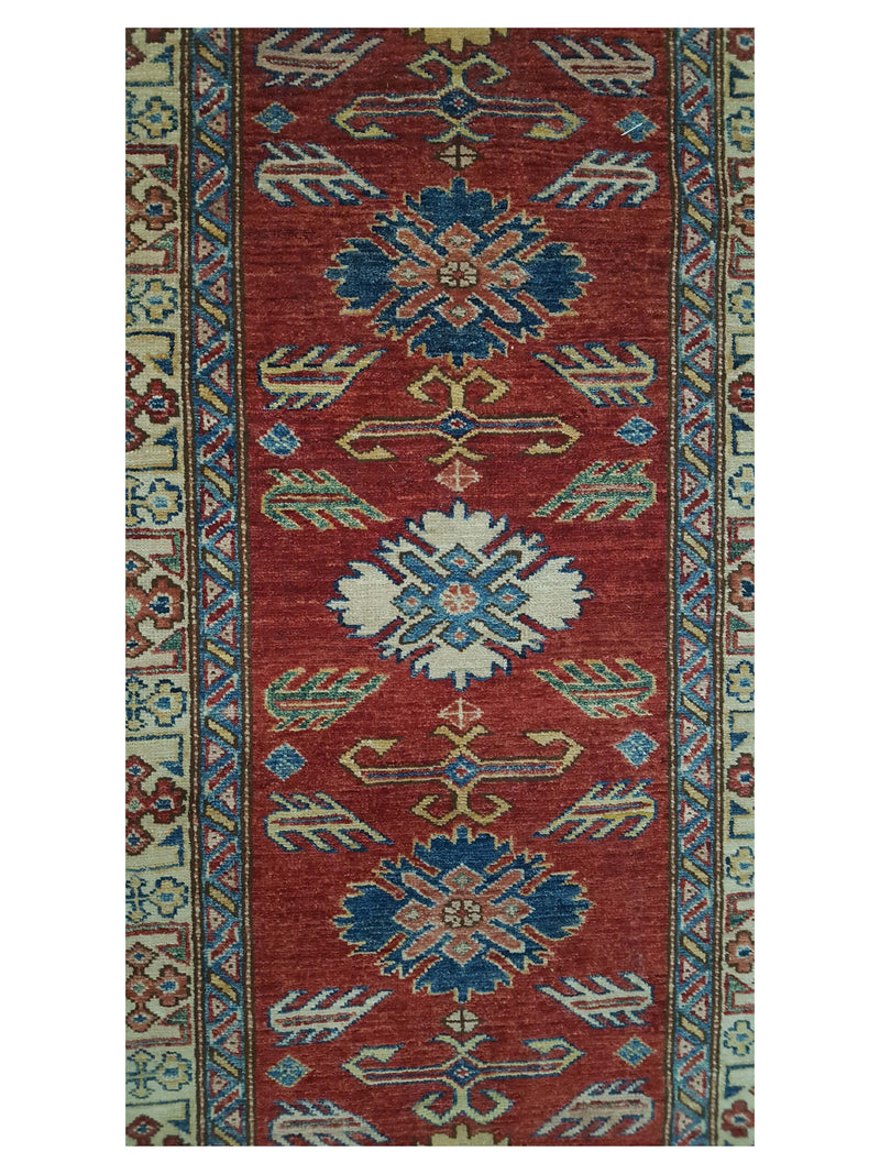 Pacific Kazak Artisan 41475 Red Ivory Traditional Hand Knotted Rug