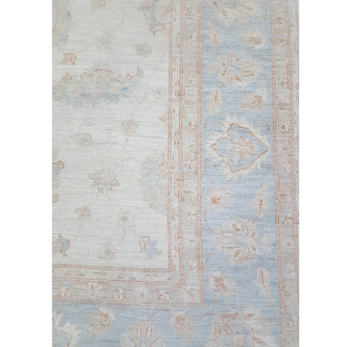Pacific Ziegler 41525 Ivory Teal Transitional Hand Knotted Rug
