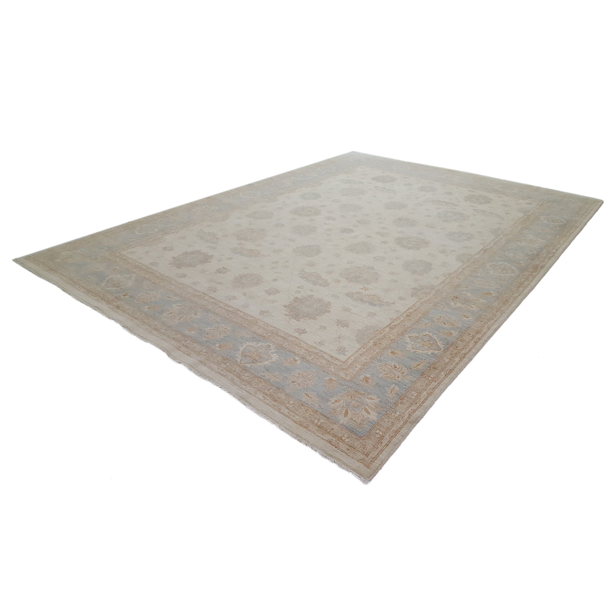 Pacific Ziegler 41525 Ivory Teal Transitional Hand Knotted Rug