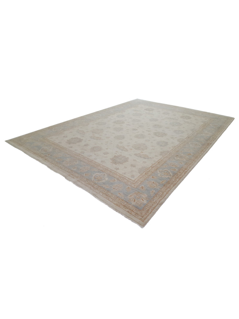 Pacific Ziegler 41525 Ivory Teal Transitional Hand Knotted Rug