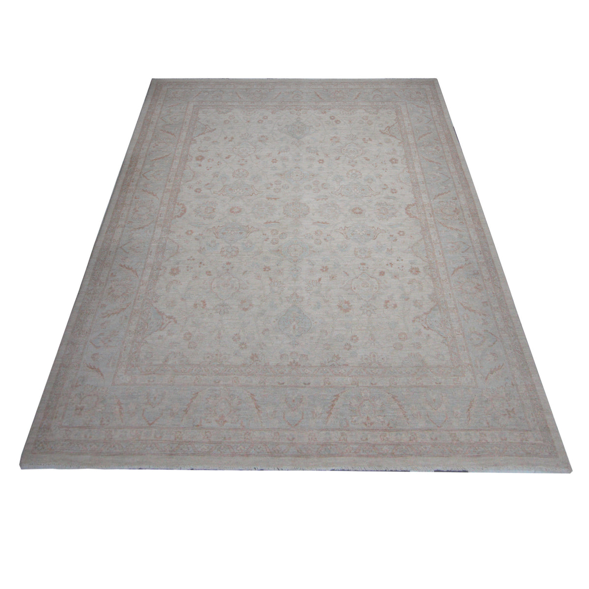 Pacific Ziegler 41544 Ivory Teal Transitional Hand Knotted Rug