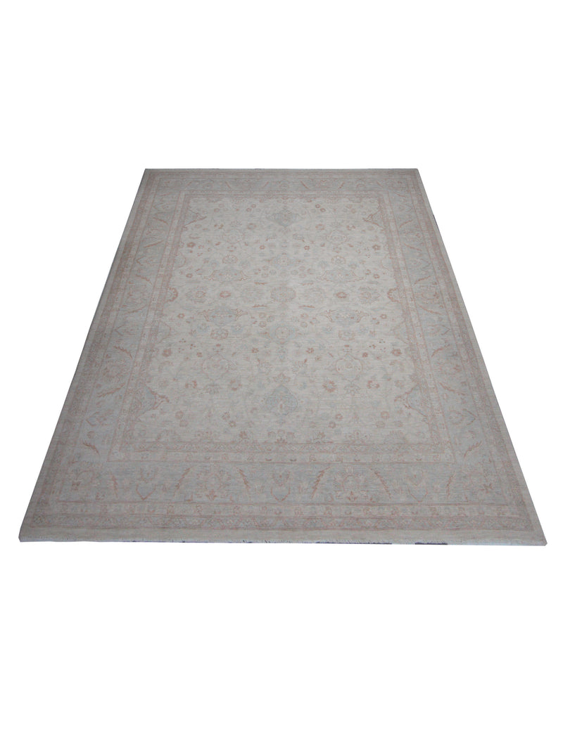 Pacific Ziegler 41544 Ivory Teal Transitional Hand Knotted Rug