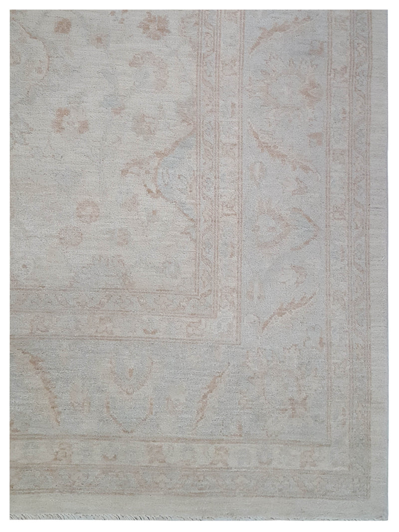 Pacific Ziegler 41544 Ivory Teal Transitional Hand Knotted Rug