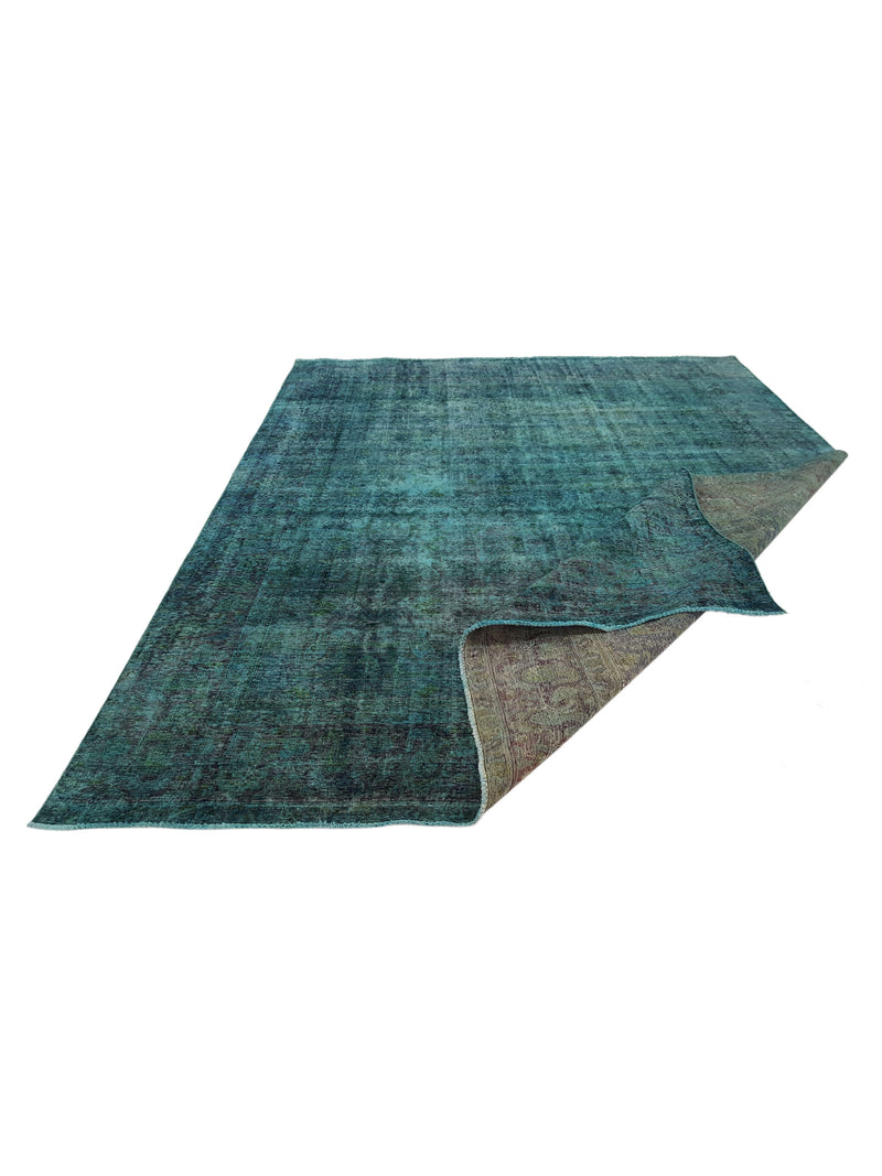 Pacific Overdyed 41624 Teal Teal Transitional Hand Knotted Rug