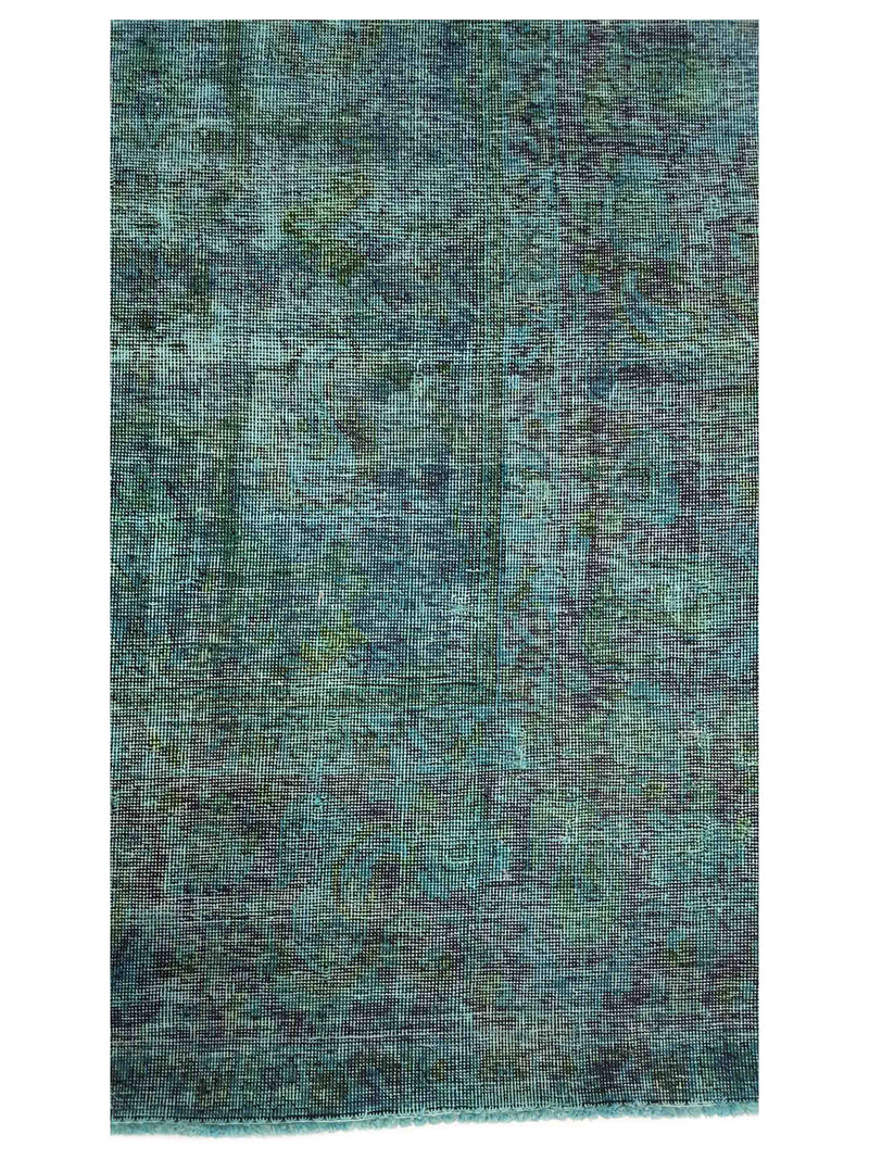 Pacific Overdyed 41624 Teal Teal Transitional Hand Knotted Rug