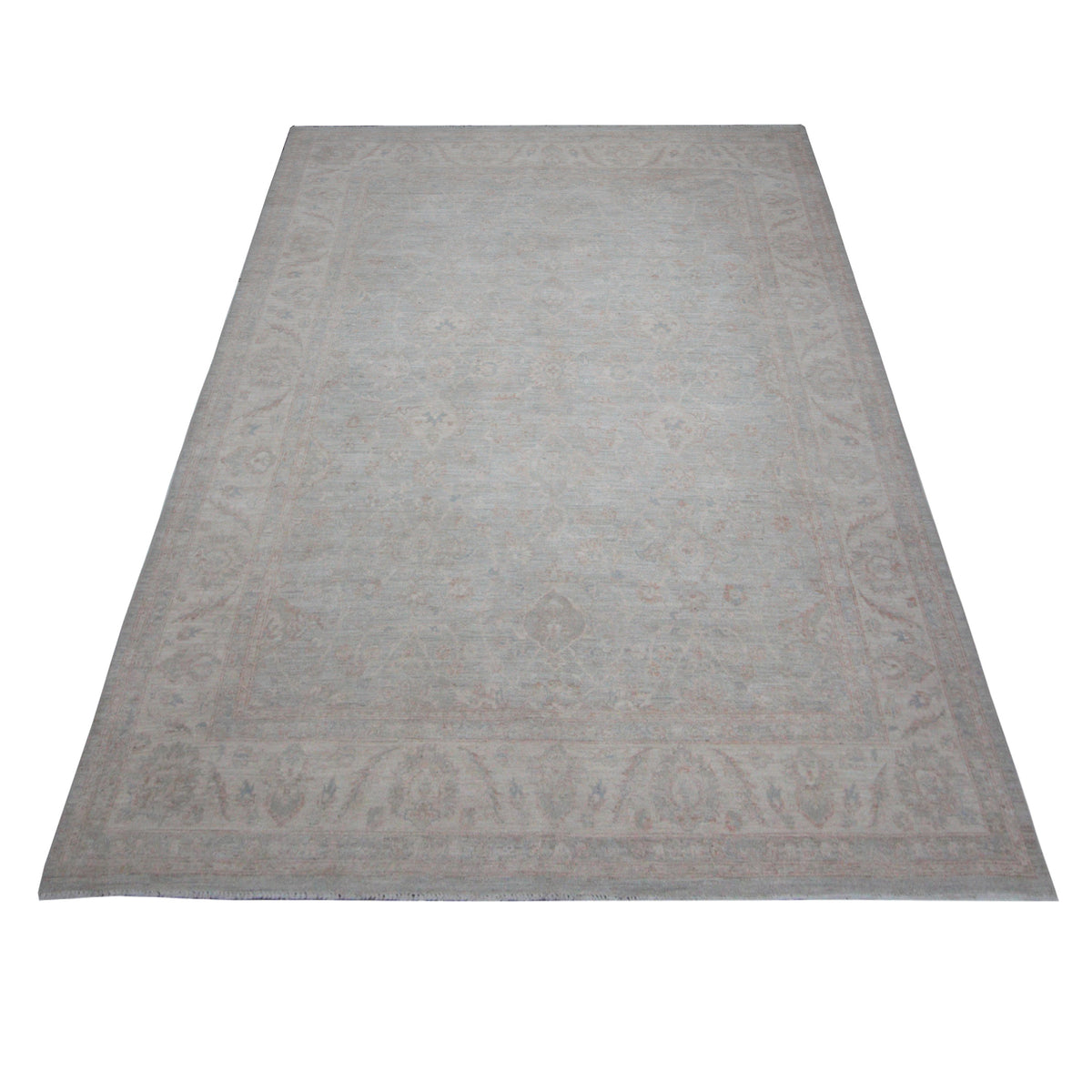 Pacific Ziegler 41661 Teal Ivory Transitional Hand Knotted Rug