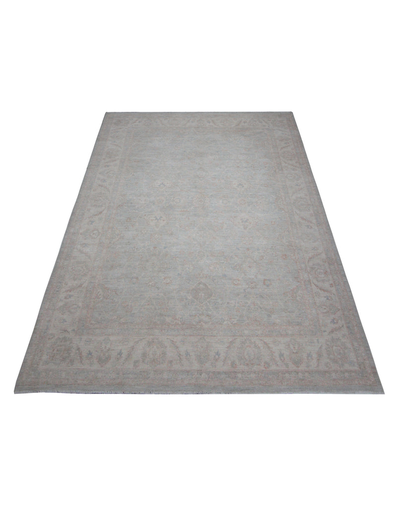 Pacific Ziegler 41661 Teal Ivory Transitional Hand Knotted Rug