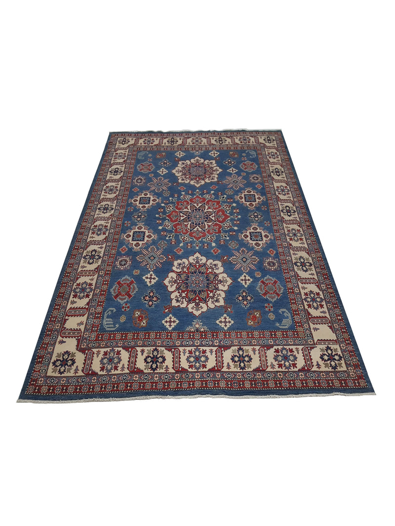 Pacific Kazak 41709 Blue Ivory Traditional Hand Knotted Rug