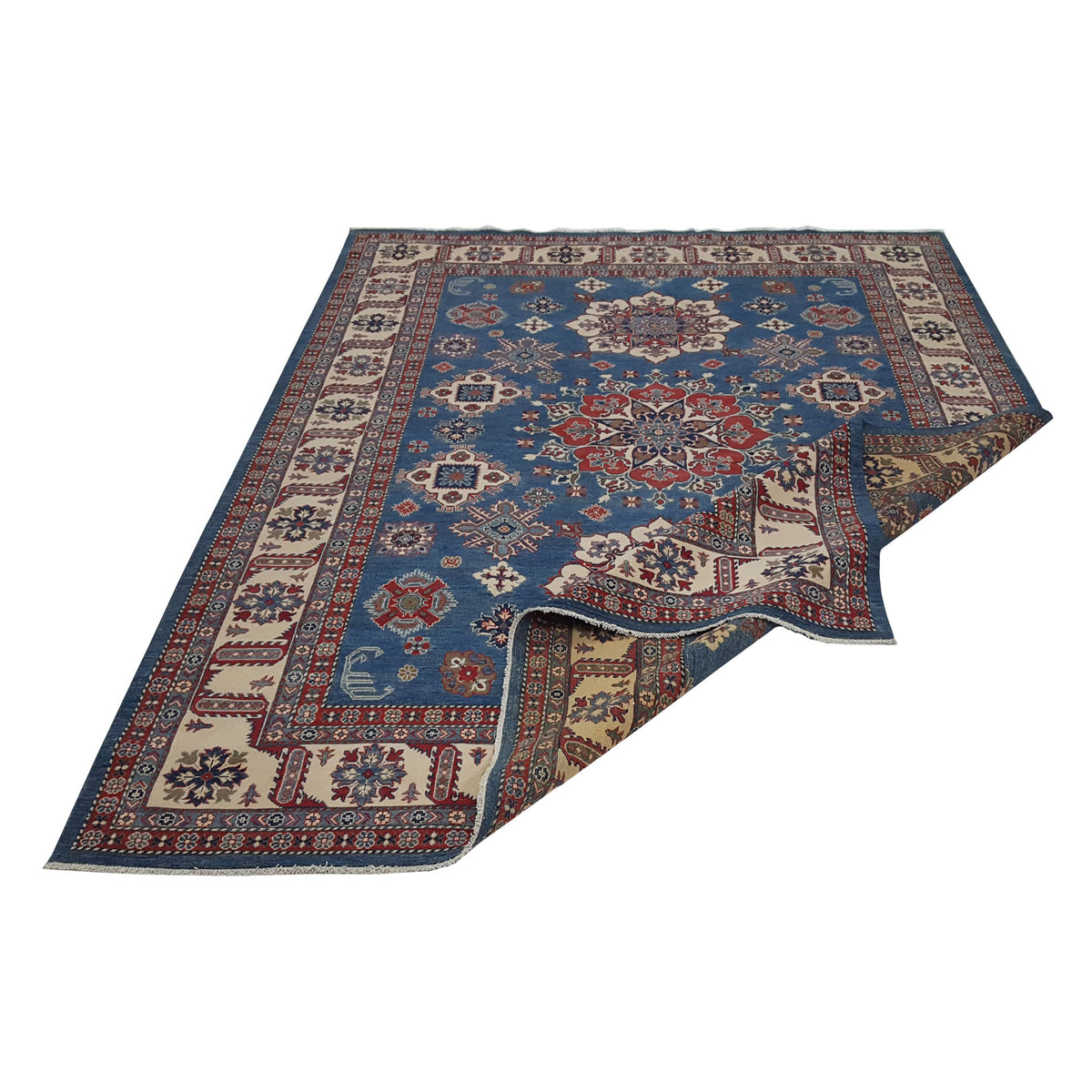 Pacific Kazak 41709 Blue Ivory Traditional Hand Knotted Rug