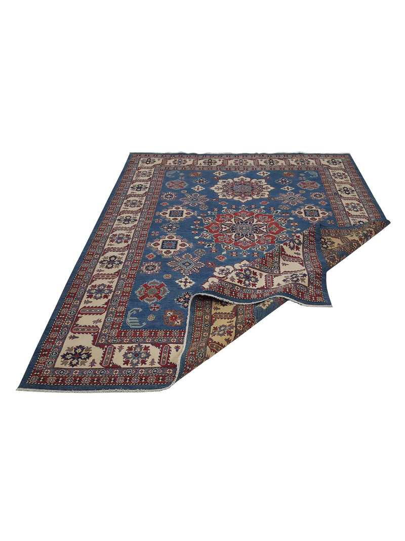 Pacific Kazak 41709 Blue Ivory Traditional Hand Knotted Rug