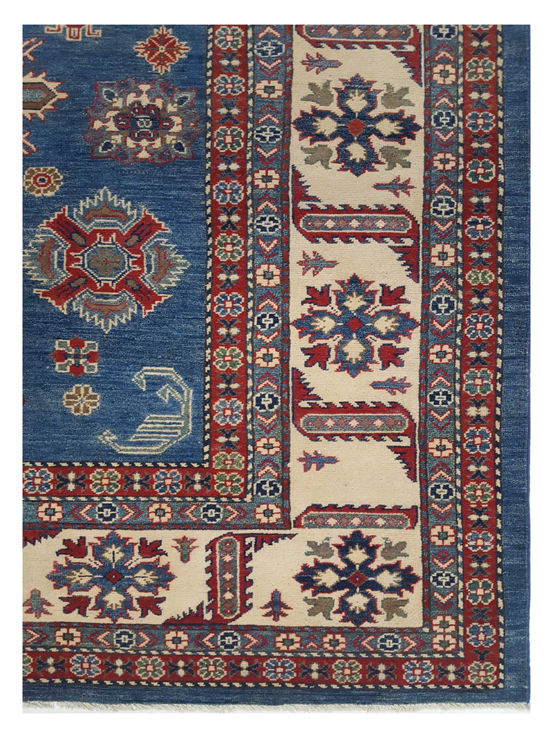 Pacific Kazak 41709 Blue Ivory Traditional Hand Knotted Rug