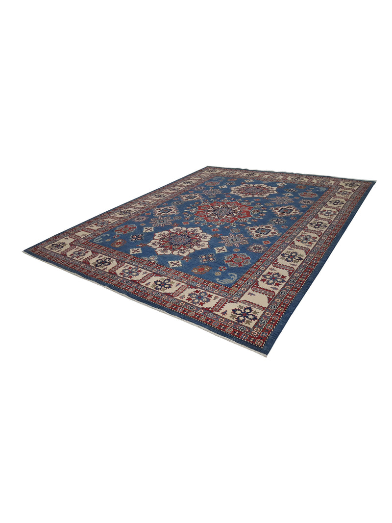 Pacific Kazak 41709 Blue Ivory Traditional Hand Knotted Rug