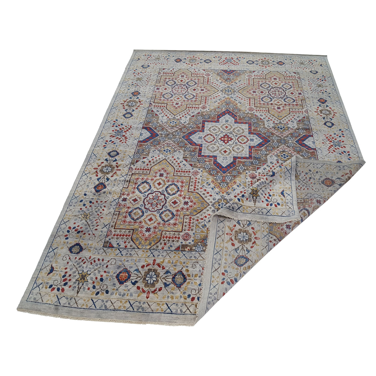 Pacific Soft Melody 41726 Grey Multi Traditional Hand Knotted Rug