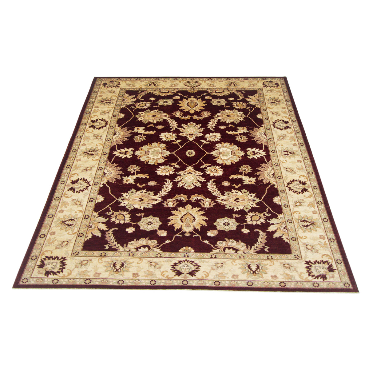 Pacific Ziegler 41739 Burgundy Beige Traditional Hand Knotted Rug