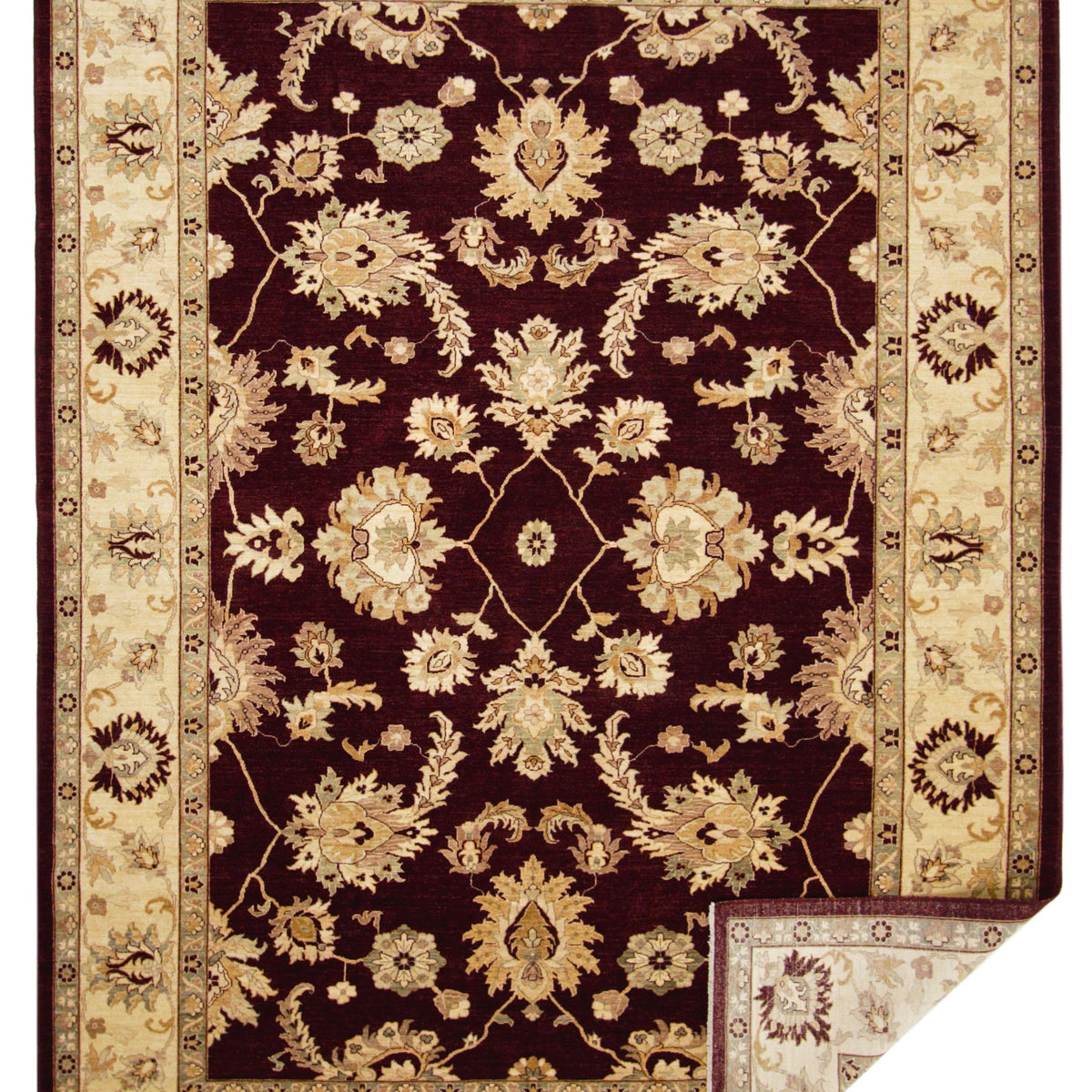 Pacific Ziegler 41739 Burgundy Beige Traditional Hand Knotted Rug