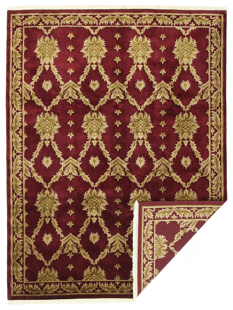 Pacific Gouri Ganga 41741 Burgundy Gold Transitional Hand Knotted Rug