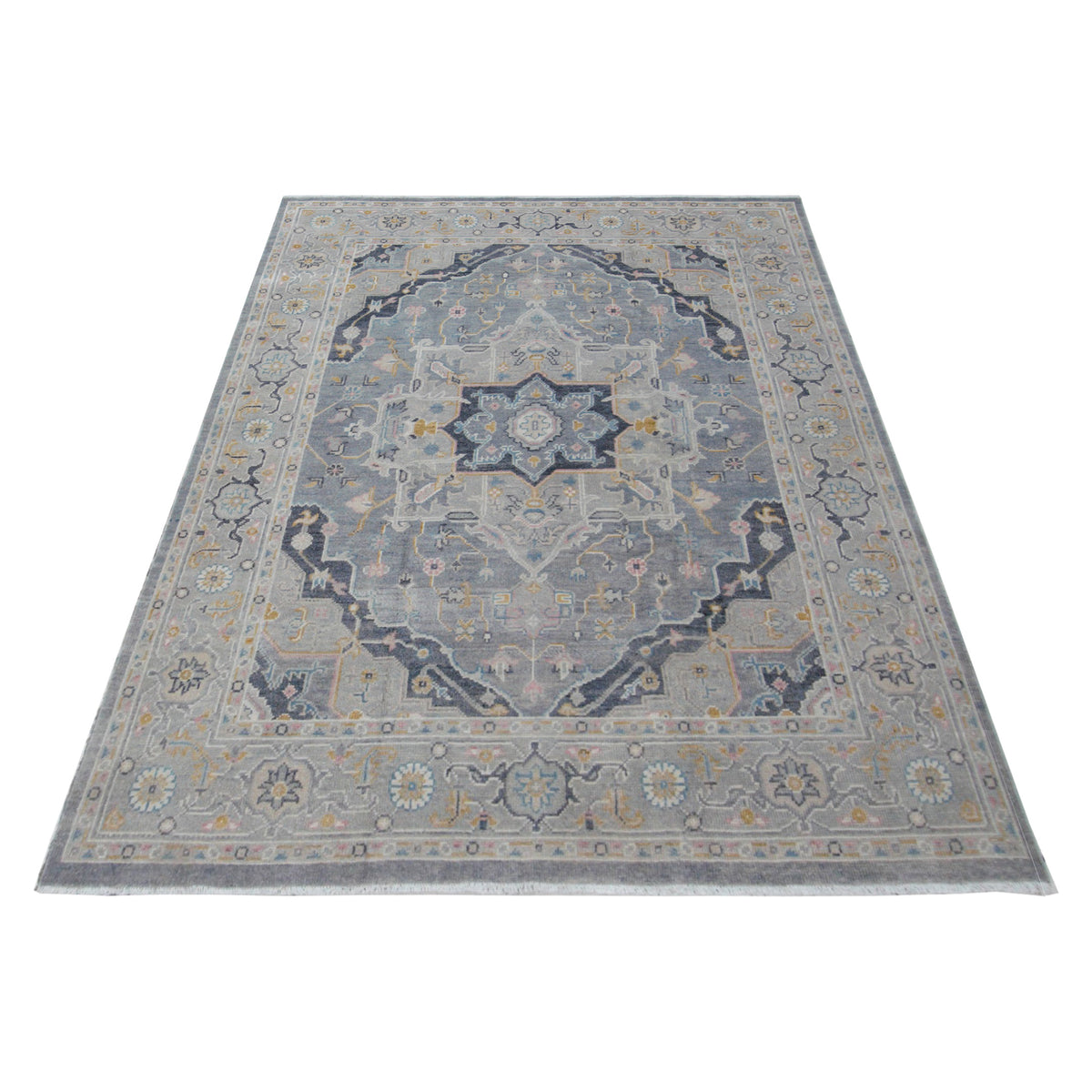 Pacific Ushak 41750 Grey Lt.Grey Transitional Hand Knotted Rug