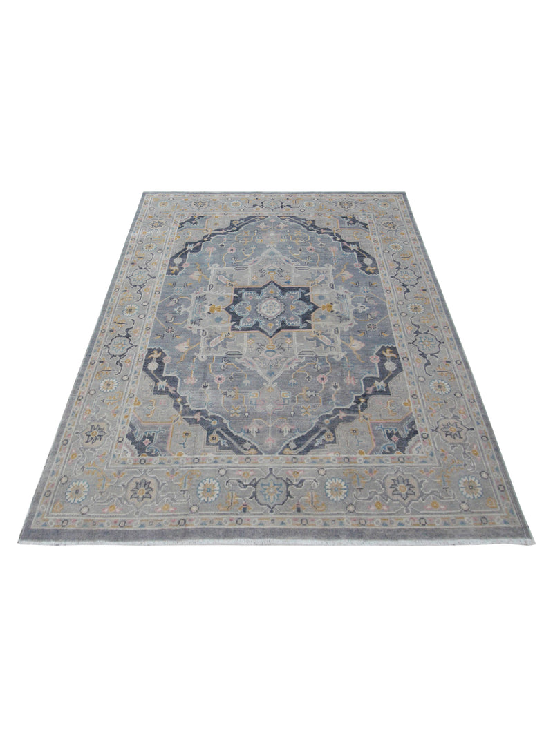 Pacific Ushak 41750 Grey Lt.Grey Transitional Hand Knotted Rug