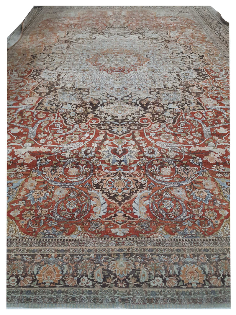 Fasa Antique Tabriz 41762 Rust Plum Traditional Antique Rug
