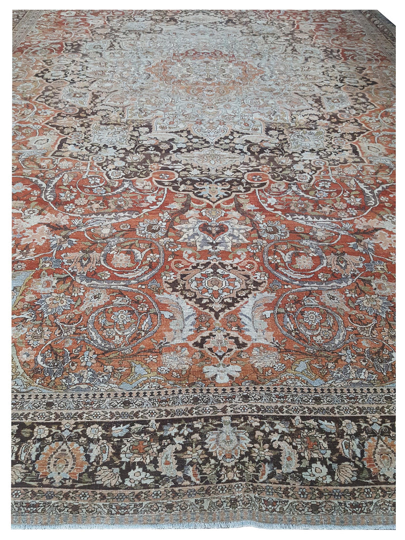 Fasa Antique Tabriz 41762 Rust Plum Traditional Antique Rug