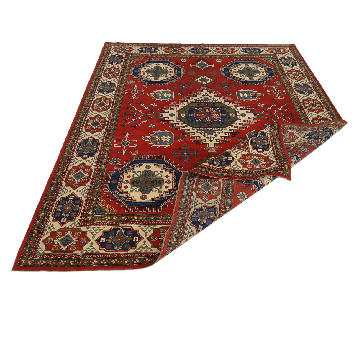 Pacific Kazak 41792 Red Ivory Traditional Hand Knotted Rug