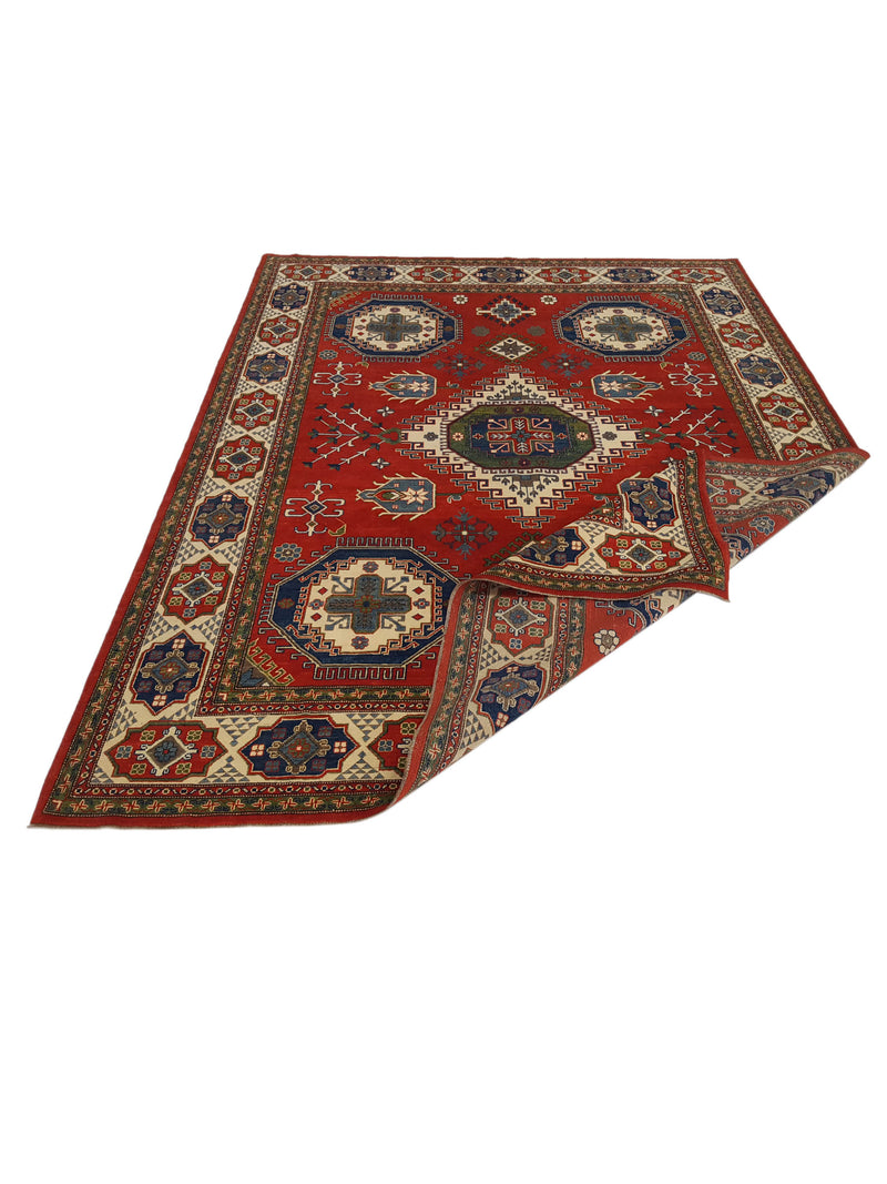 Pacific Kazak 41792 Red Ivory Traditional Hand Knotted Rug