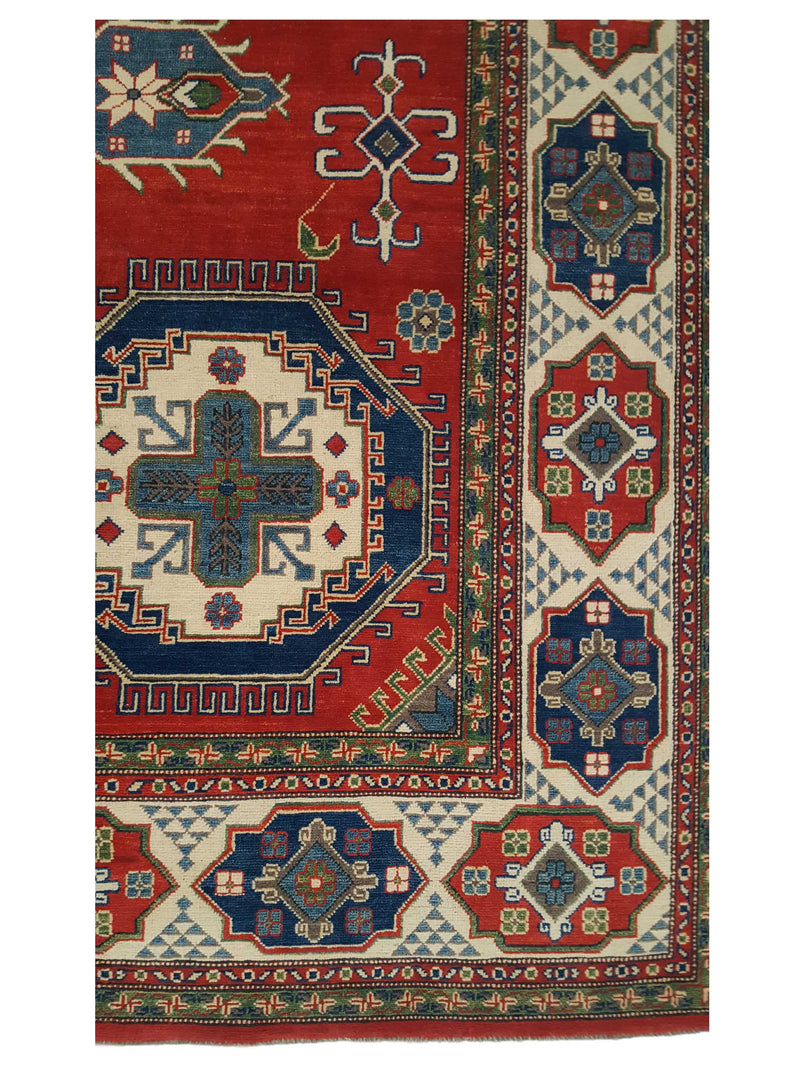 Pacific Kazak 41792 Red Ivory Traditional Hand Knotted Rug
