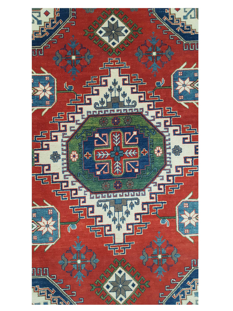 Pacific Kazak 41792 Red Ivory Traditional Hand Knotted Rug