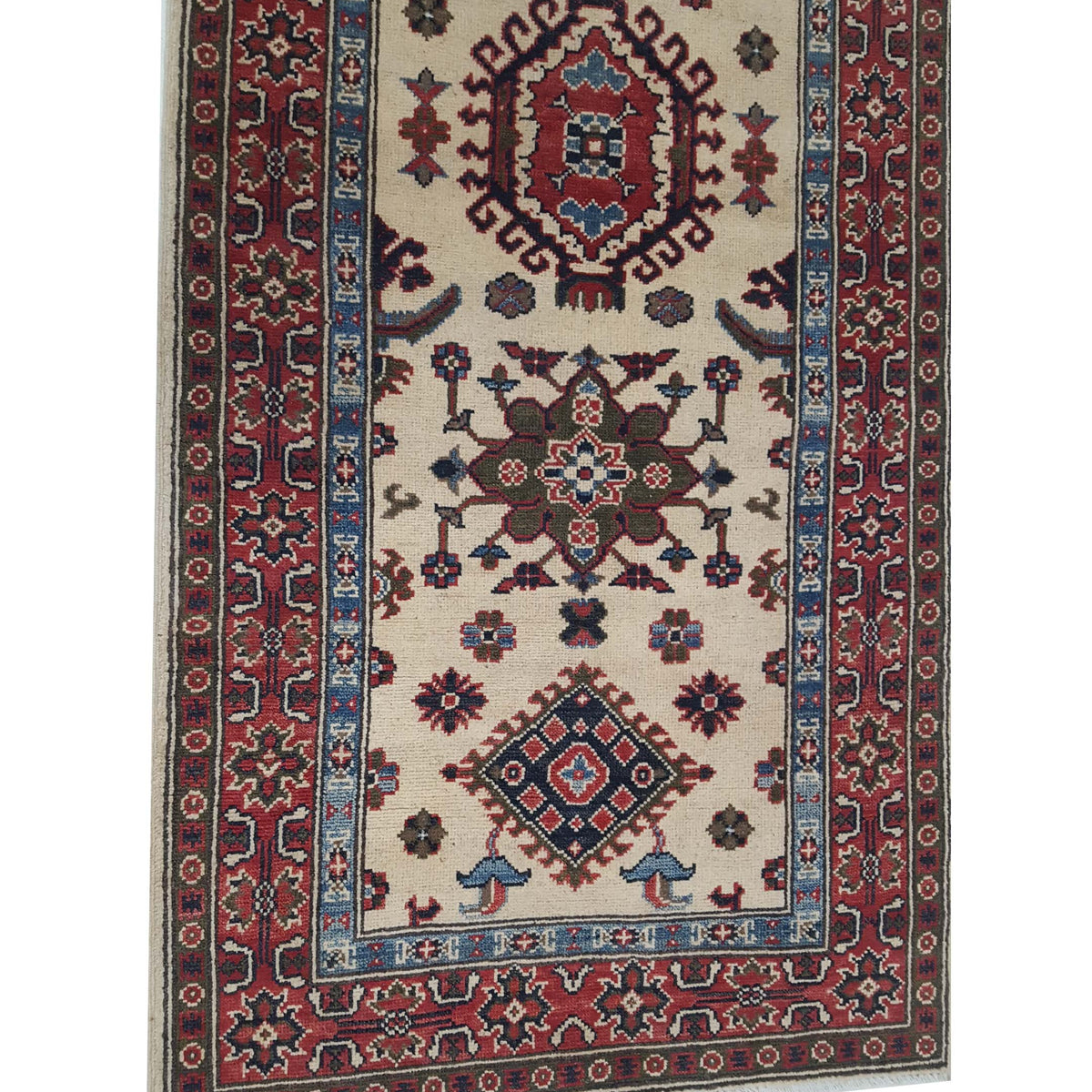 Pacific Kazak 41823 Ivory Red Traditional Hand Knotted Rug