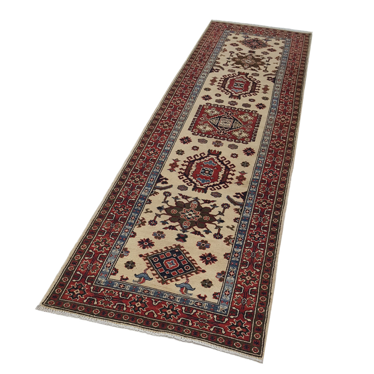 Pacific Kazak 41823 Ivory Red Traditional Hand Knotted Rug