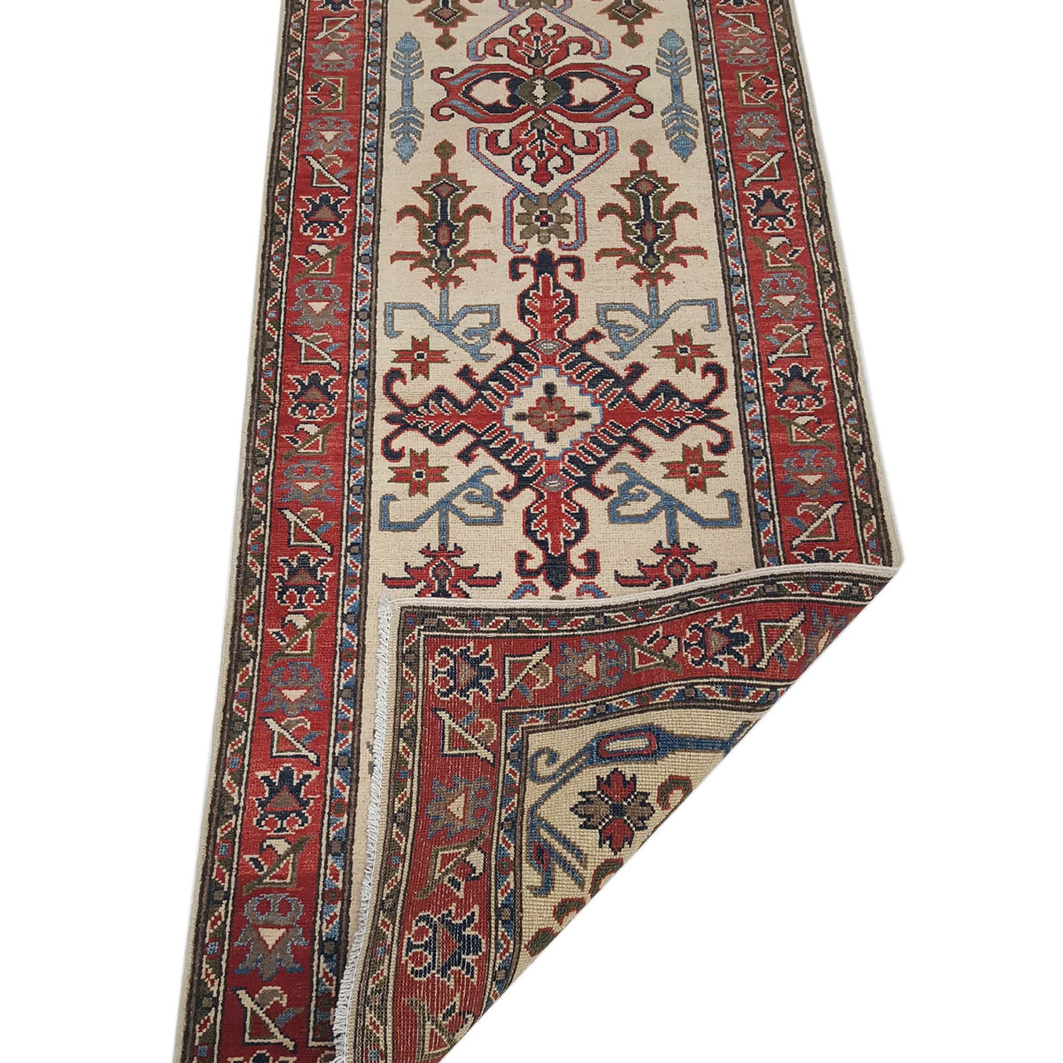 Pacific Kazak 41827 Ivory Red Traditional Hand Knotted Rug