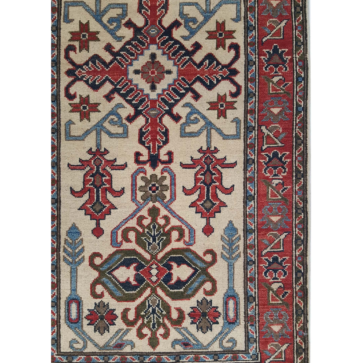 Pacific Kazak 41827 Ivory Red Traditional Hand Knotted Rug