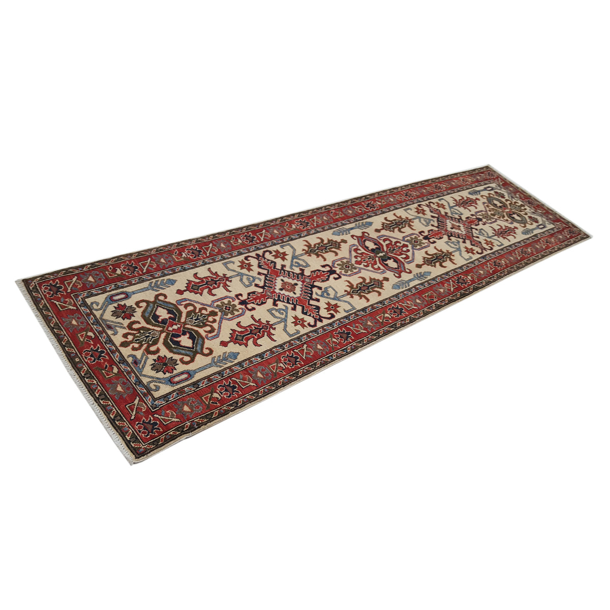 Pacific Kazak 41827 Ivory Red Traditional Hand Knotted Rug