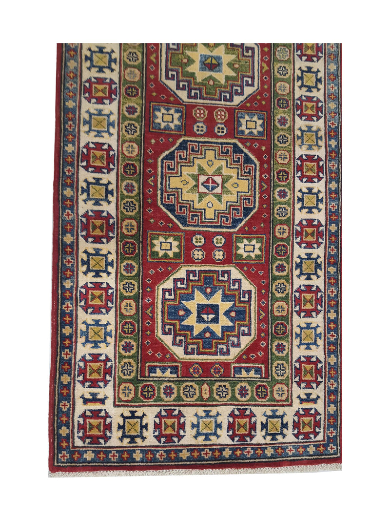 Pacific Kazak 41828 Red Ivory Traditional Hand Knotted Rug