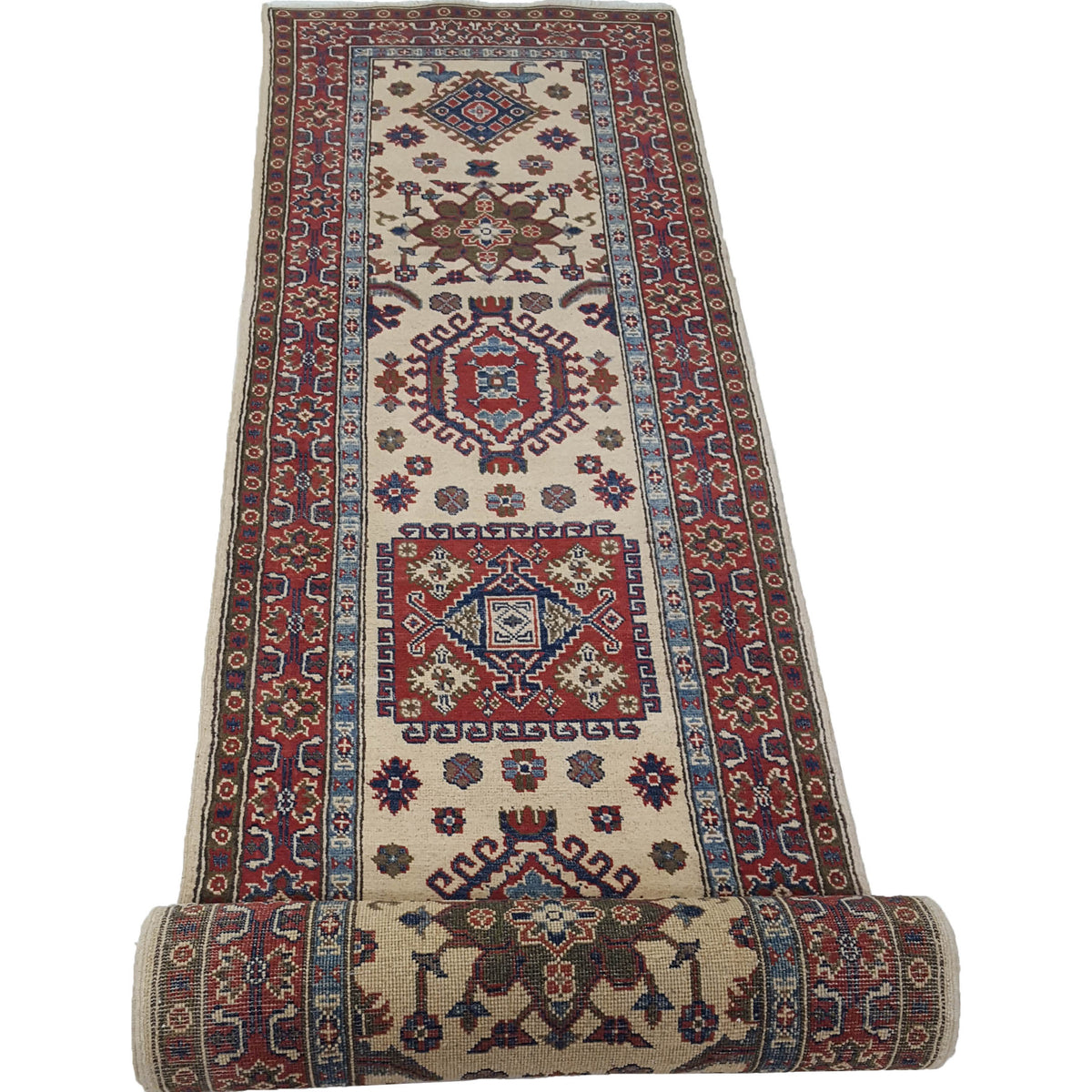 Pacific Kazak 41829 Ivory Red Traditional Hand Knotted Rug
