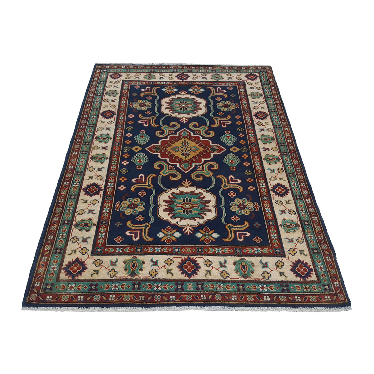 Pacific Kazak 41842 Navy Ivory Traditional Hand Knotted Rug