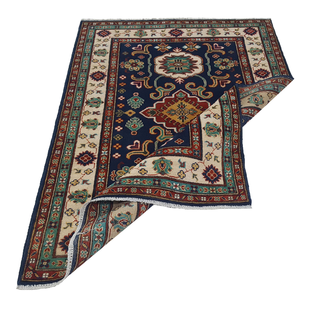 Pacific Kazak 41842 Navy Ivory Traditional Hand Knotted Rug