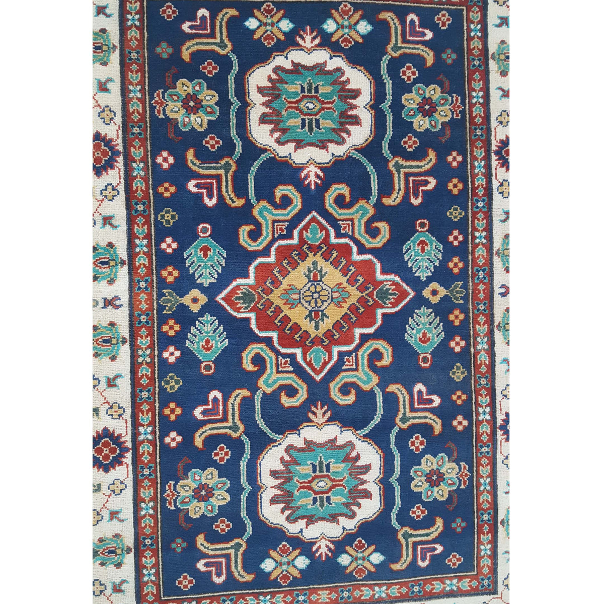 Pacific Kazak 41842 Navy Ivory Traditional Hand Knotted Rug