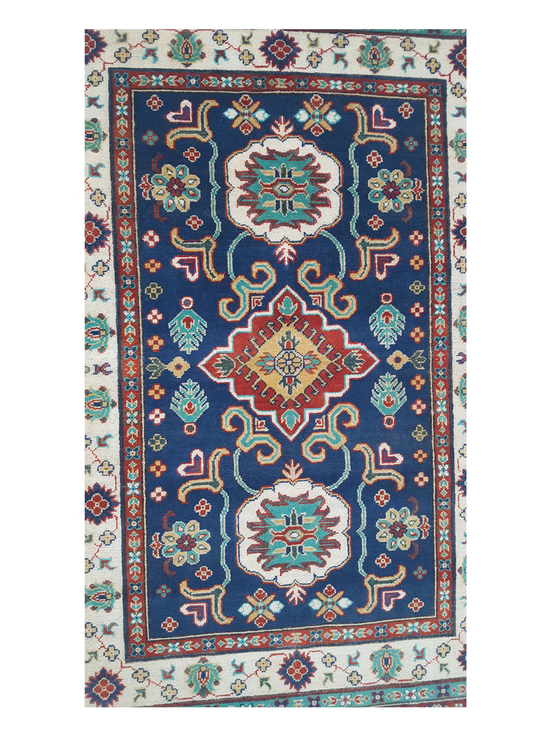 Pacific Kazak 41842 Navy Ivory Traditional Hand Knotted Rug