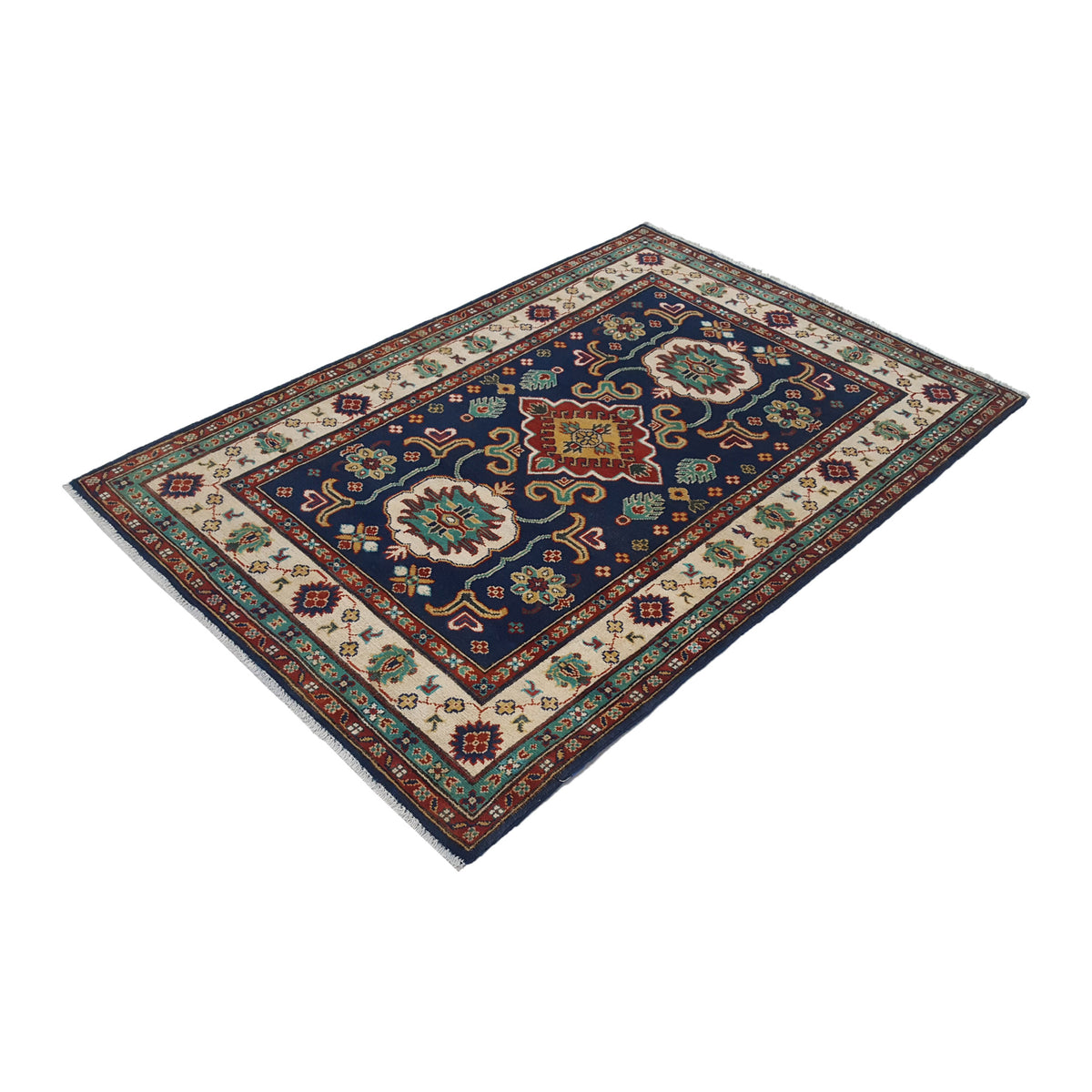 Pacific Kazak 41842 Navy Ivory Traditional Hand Knotted Rug