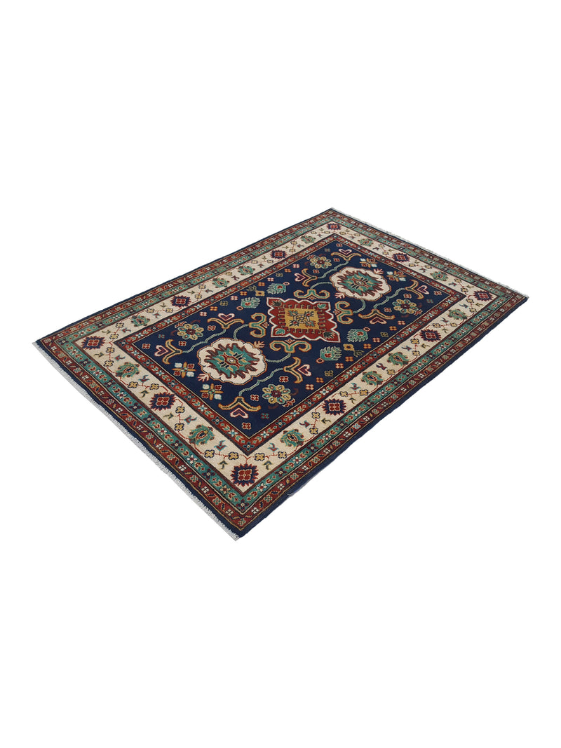 Pacific Kazak 41842 Navy Ivory Traditional Hand Knotted Rug