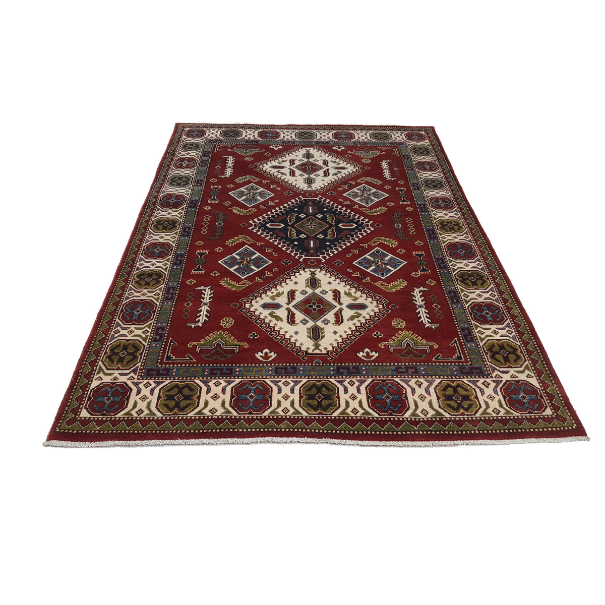 Pacific Kazak 41843 Red Ivory Traditional Hand Knotted Rug