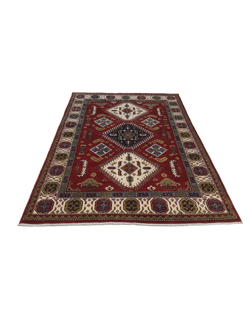 Pacific Kazak 41843 Red Ivory Traditional Hand Knotted Rug